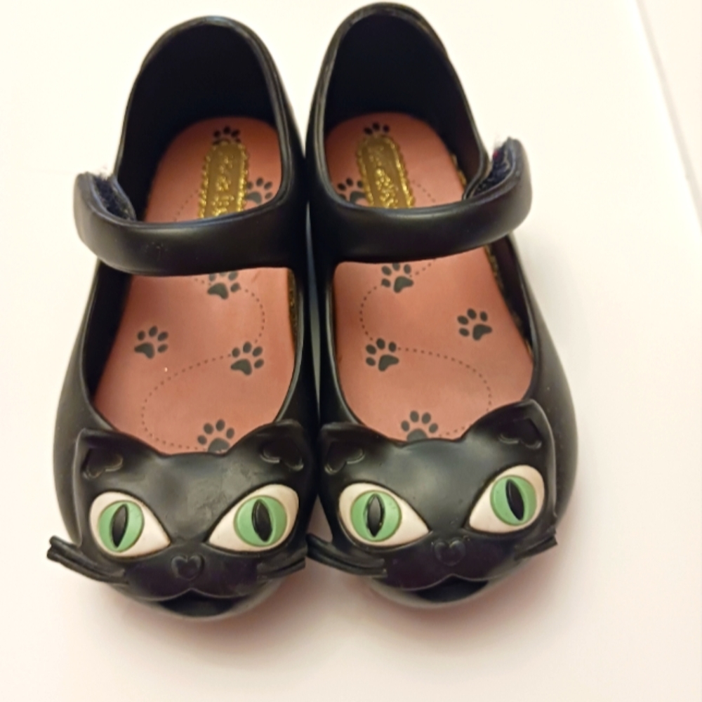 Mini Melissa Cat Mary Jane Shoes Sz 7 Black Halloween